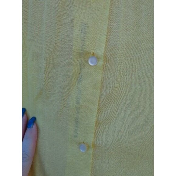 NOS Vtg 1970's Yellow Embroidered High Collar Blouse Pima Cotton Daisies - Picture 11 of 12